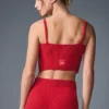 Canotta con giarrettiera in maglia denim - Rosso intenso/Rosso intenso scuro