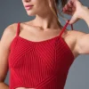 Canotta con giarrettiera in maglia denim - Rosso intenso/Rosso intenso scuro