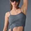 Canotta con reggicalze in maglia denim - Grigio acciaio/Antracite