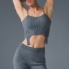 Canotta con reggicalze in maglia denim - Grigio acciaio/Antracite