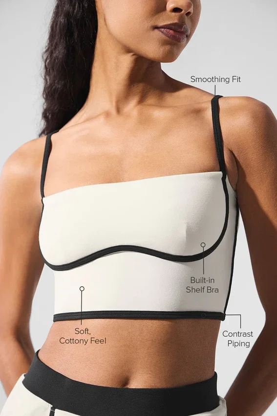 Canotta con reggiseno aerodinamico Airbrush - Avorio/Nero