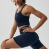 Canotta con reggiseno integrato a costine senza cuciture - Blu navy