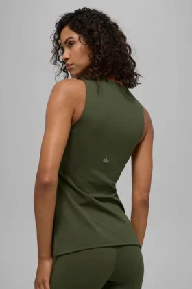 Canotta con reggiseno integrato a lunghezza intera Alo Softsculpt Precision – Verde oliva