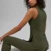 Canotta con reggiseno integrato a lunghezza intera Alo Softsculpt Precision - Verde oliva