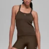 Canotta con reggiseno integrato a maniche lunghe "Favorite" a costine senza cuciture - Espresso