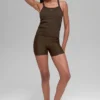 Canotta con reggiseno integrato a maniche lunghe "Favorite" a costine senza cuciture - Espresso