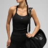 Canotta con reggiseno integrato a maniche lunghe Favorite senza cuciture a costine - Nero