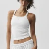 Canotta con reggiseno integrato a costine senza cuciture "Favorite" - Bianco