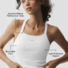 Canotta con reggiseno integrato a maniche lunghe senza cuciture a costine Favorite - Bianco