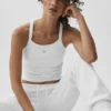 Canotta con reggiseno integrato a costine senza cuciture "Favorite" - Bianco