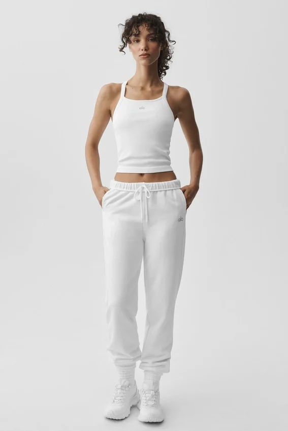 Canotta con reggiseno integrato a costine senza cuciture "Favorite" - Bianco