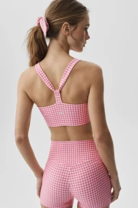 Canotta con reggiseno integrato Airlift a quadretti – Rosa Paradiso a quadretti