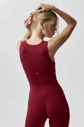 Canotta con reggiseno integrato Alo Softsculpt No Nonsense – Rosso Summer Romance