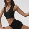 Canotta con reggiseno integrato Alosoft Affection con scollo a V - Nero
