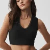 Canotta con reggiseno integrato Alosoft Affection con scollo a V - Nero