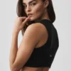 Canotta con reggiseno integrato Alosoft Affection con scollo a V - Nero