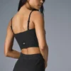 Canotta con spalline a giarrettiera in maglia denim - Nero/Antracite