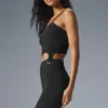 Canotta con spalline a giarrettiera in maglia denim - Nero/Antracite