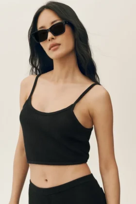 Canotta corta Heat Wave in seta e cashmere - Nero