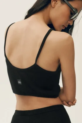 Canotta corta Heat Wave in seta e cashmere – Nero
