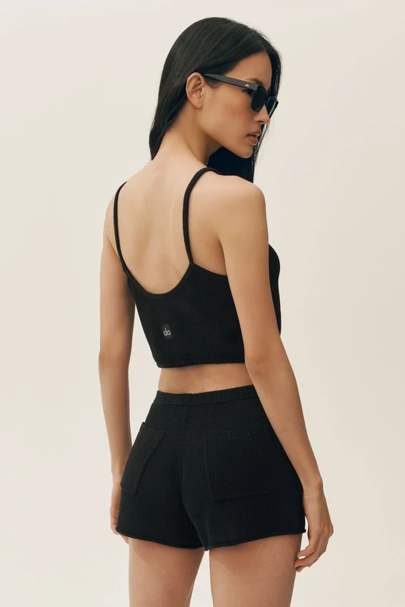 Canotta corta Heat Wave in seta e cashmere - Nero