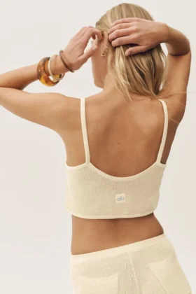 Canotta corta in seta e cashmere “Heat Wave” – Beige sabbia