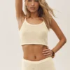 Canotta corta in seta e cashmere "Heat Wave" - Beige sabbia