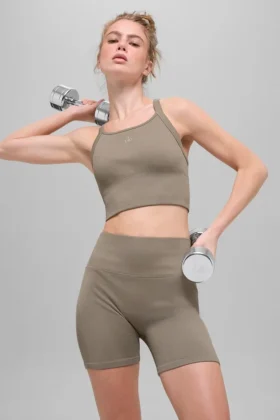 Canotta reggiseno Favorite a costine senza cuciture - Cacao chiaro