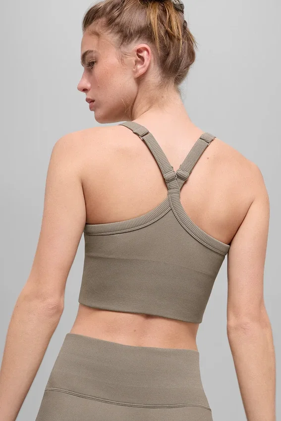 Canotta reggiseno Favorite a costine senza cuciture - Cacao chiaro