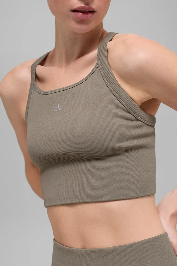 Canotta reggiseno Favorite a costine senza cuciture - Cacao chiaro