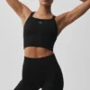 Canotta reggiseno Favorite senza cuciture a coste - Nero