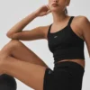 Canotta reggiseno Favorite senza cuciture a coste - Nero