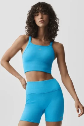 Canotta reggiseno senza cuciture a costine Favorite - Blu azzurro