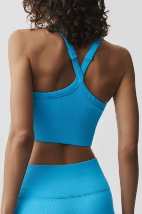 Canotta reggiseno senza cuciture a costine Favorite – Blu azzurro