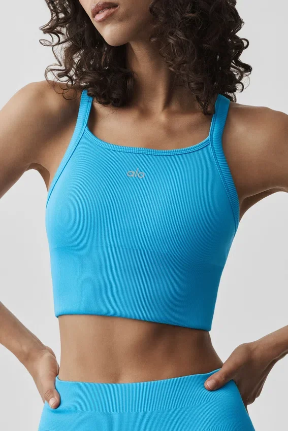 Canotta reggiseno senza cuciture a costine Favorite - Blu azzurro