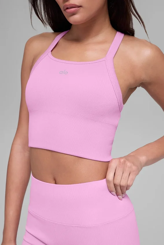 Canotta reggiseno senza cuciture a costine Favorite - Rosa Candy Heart