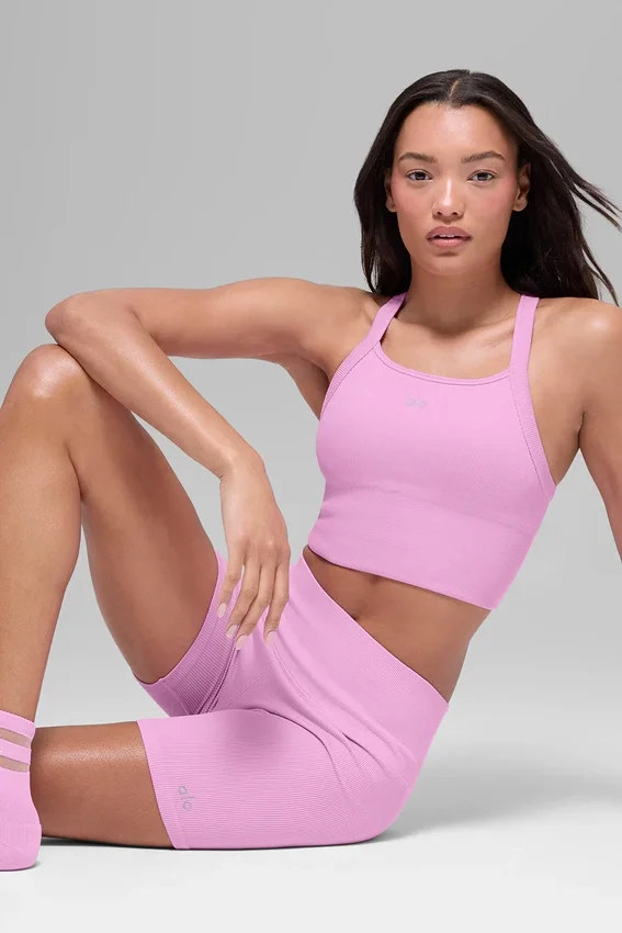 Canotta reggiseno senza cuciture a costine Favorite - Rosa Candy Heart