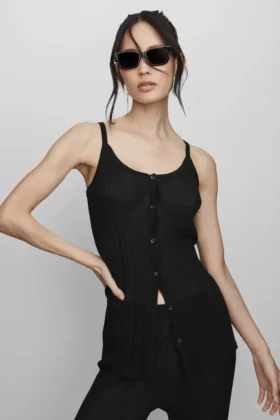 Canotta Sunlit Button Down - Nero