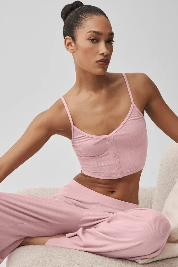 Canotte a costine "Delicate Lounge" - Rosa vintage