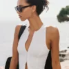 Canotte Alosoft Level Up con zip integrale - Bianca