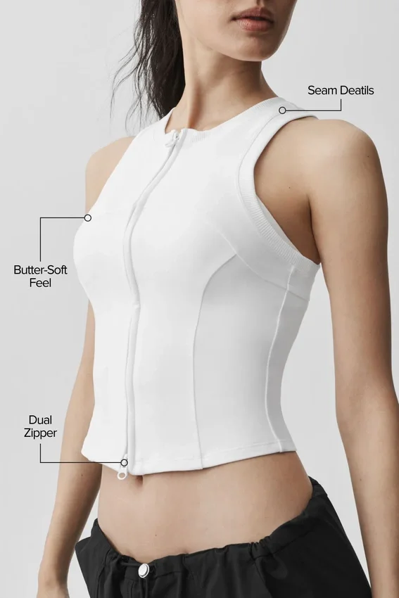 Canotte Alosoft Level Up con zip integrale - Bianca