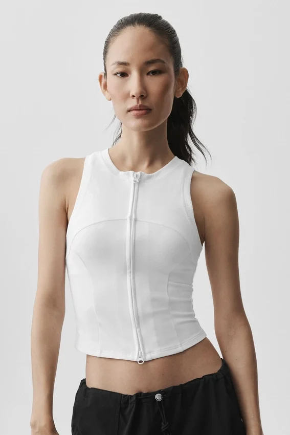 Canotte Alosoft Level Up con zip integrale - Bianca