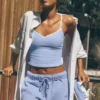 Canotte avec soutien-gorge intégré Airbrush Refined - Bleu Provenza clair/Bianco