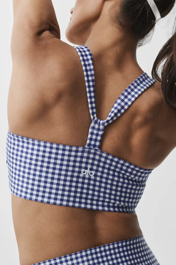 Canotte avec soutien-gorge intégré Airlift Gingham Sleek - Gingham bleu navy