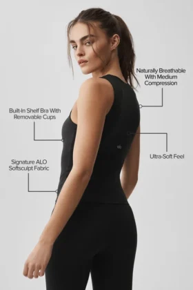 Canotte avec soutien-gorge intégré Alo Softsculpt No Nonsense – Noir
