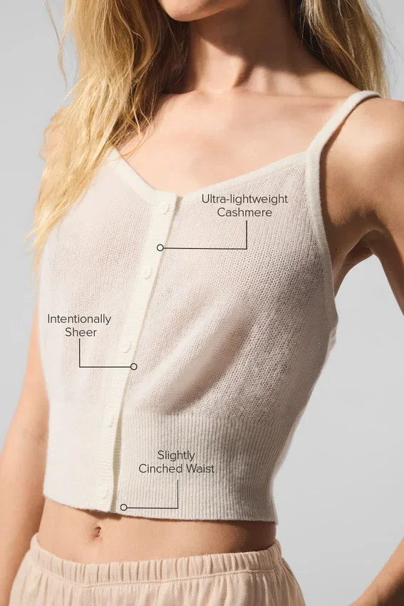 Canotte en cashmere transparent - Avorio