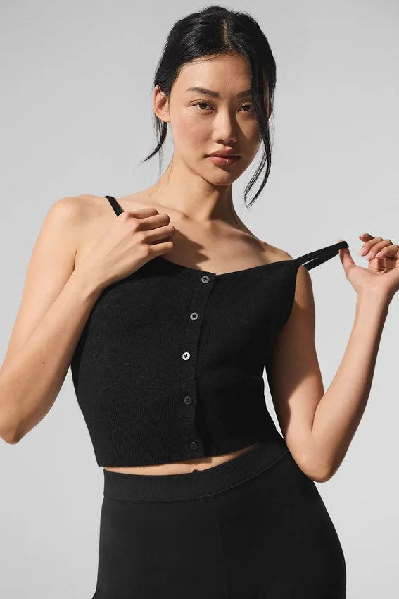 Canotte en cashmere transparent - Noir
