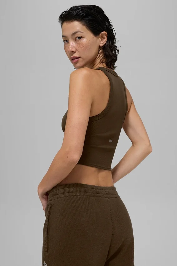 Canotte Goddess Ribbed Go-To - Espresso