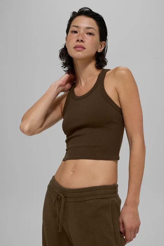 Canotte Goddess Ribbed Go-To - Espresso
