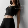 Canotte Henley en modal à coste - Noir